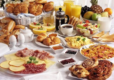 Breakfast buffet at GoldStar Hotel Busia Uganda