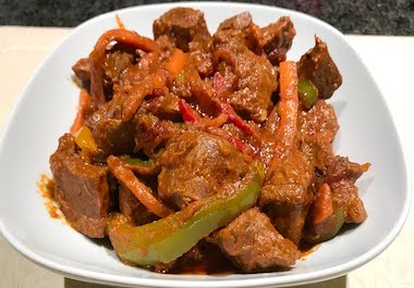 Liver dish at GoldStar Hotel Busia Uganda